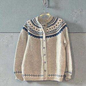 Husfliden Olso Vintage Sweater Cardigan Wool Made In Norway moth proof